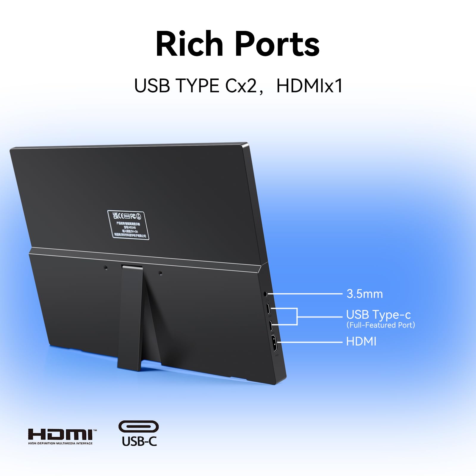 14 Inch 1920x1200 IPS Touchscreen Monitor - Portable USB-C Laptop Display with HDR, Dual Speakers & Built-in Stand | Perfect for Remote Work, Gaming & Travel