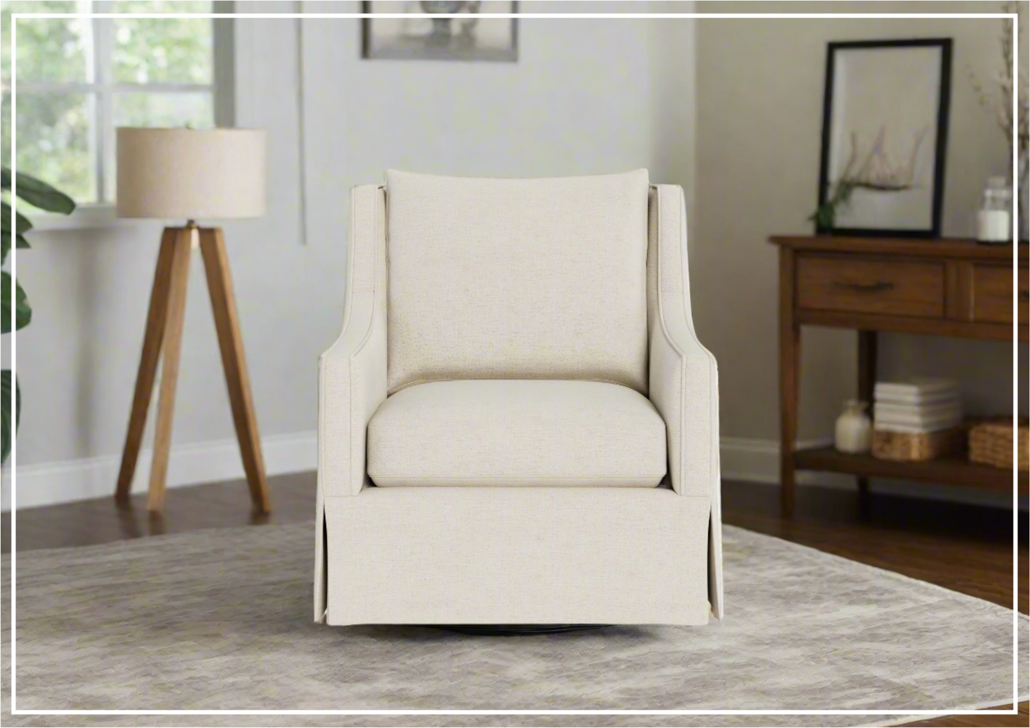 Universal Hudson Fabric Swivel Chair - Beige Rectangular Office Chair with Ivory Finish for Home, Office & Conference Room Comfort