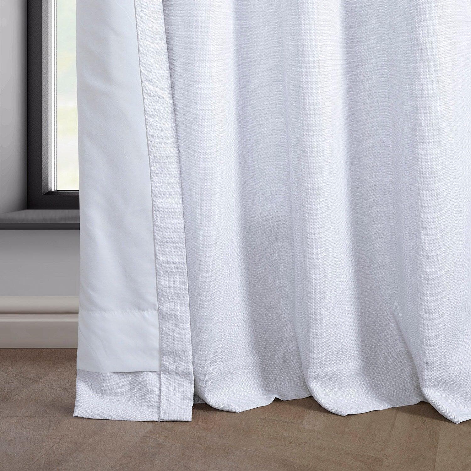 Dove White Grommet Italian Faux Linen Blackout Curtains for Bedroom - Light Blocking Thermal Insulated Window Drapes for Living Room & Nursery