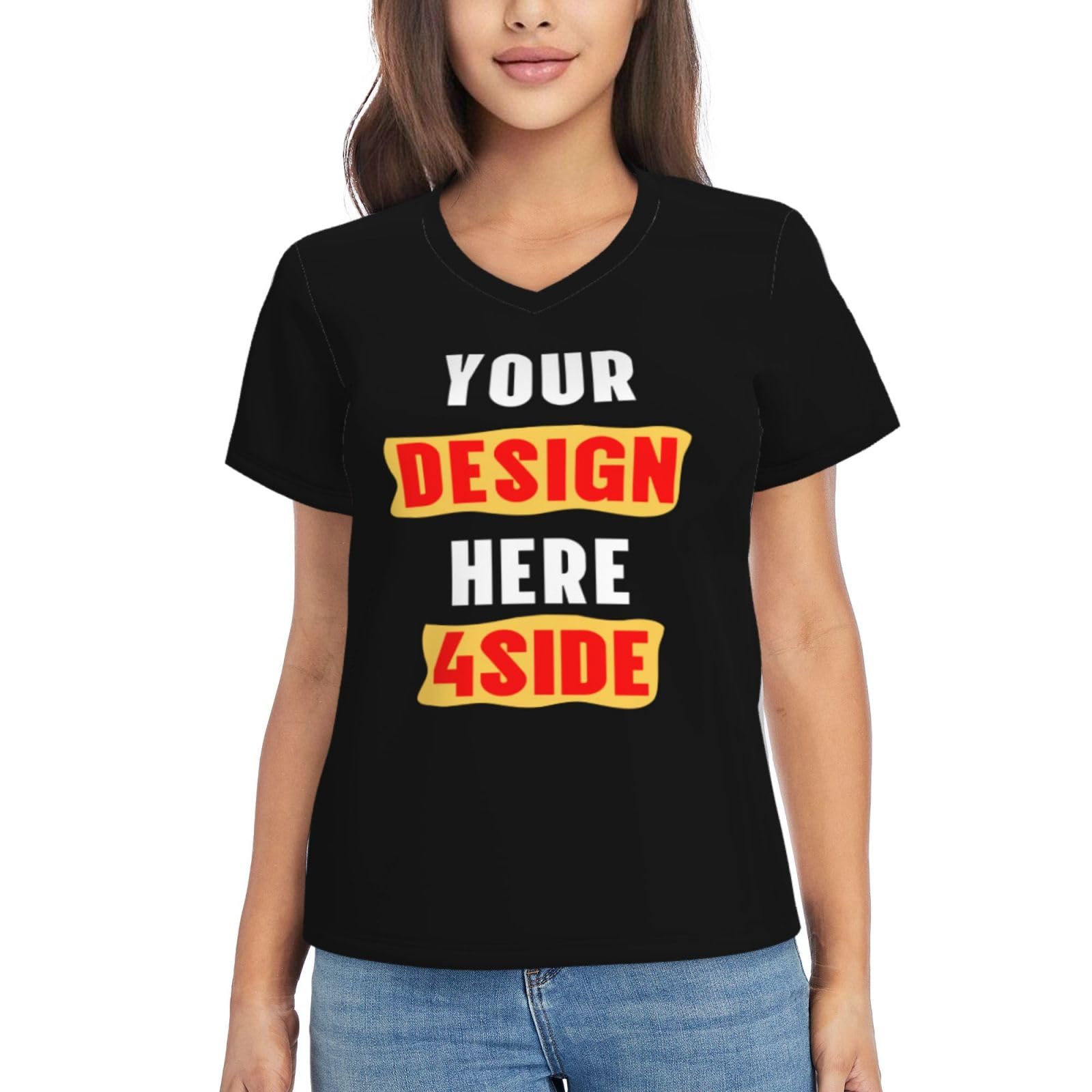 Custom V-Neck T-Shirts for Women - Personalized & Unique Design Your Own Shirt - Soft & Comfortable Fit for Casual Wear, Gifts & Events