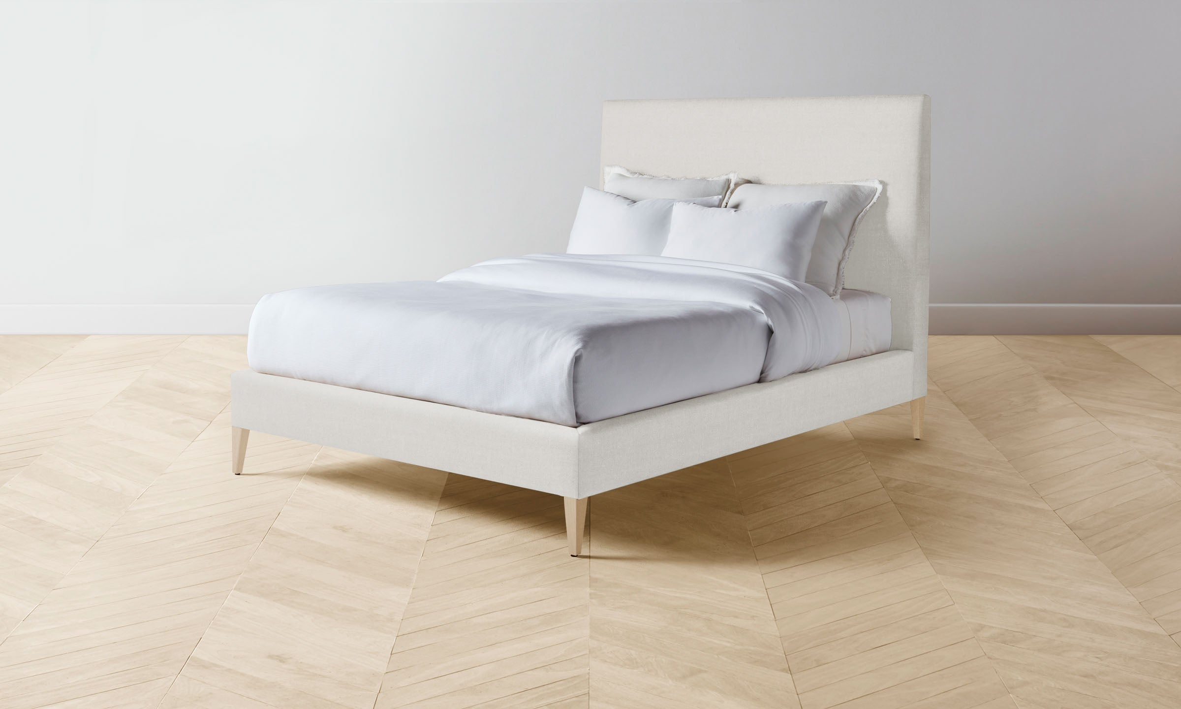 The Essex Bed - Premium Italian Brushed Wool Vanilla Bed Frame | Luxurious Bedroom Furniture for Modern Home Decor