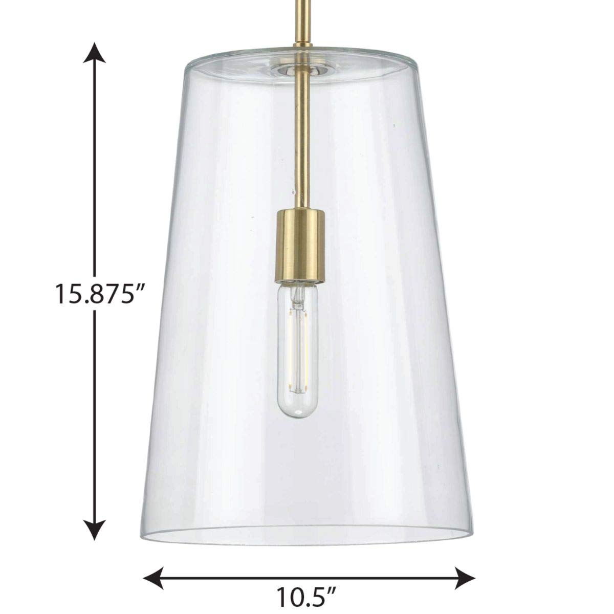 Clarion Collection 1-Light Clear Glass Coastal Pendant Light in Satin Brass - Perfect for Beach House, Kitchen Island & Dining Room Lighting