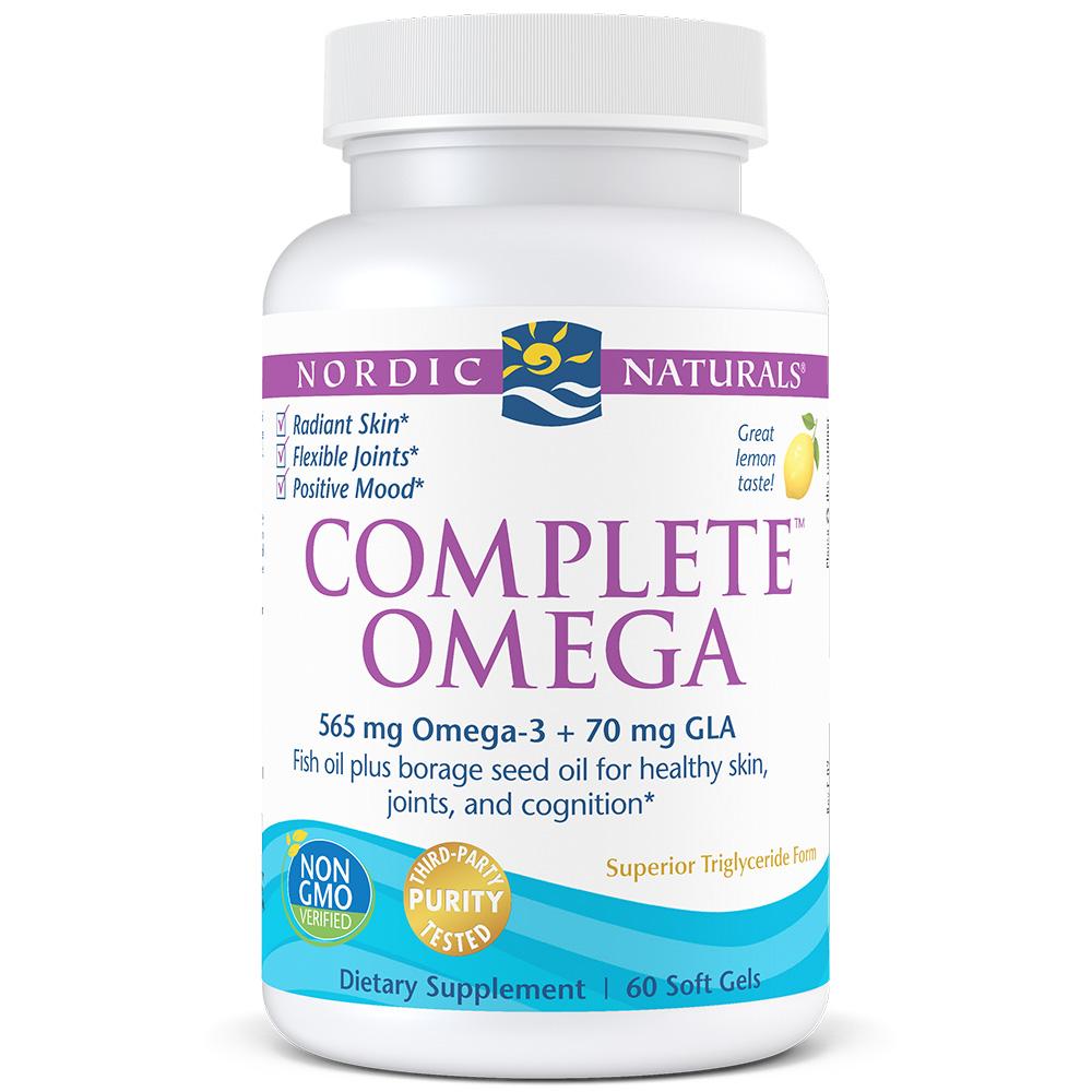 Nor Complete Omega-3 Lemon Flavor Softgels - 60 Count | Premium Fish Oil Supplement for Heart, Brain & Joint Health | Supports Immune System & Healthy Skin | Ideal for Adults & Seniors | Great for Daily Wellness Routine