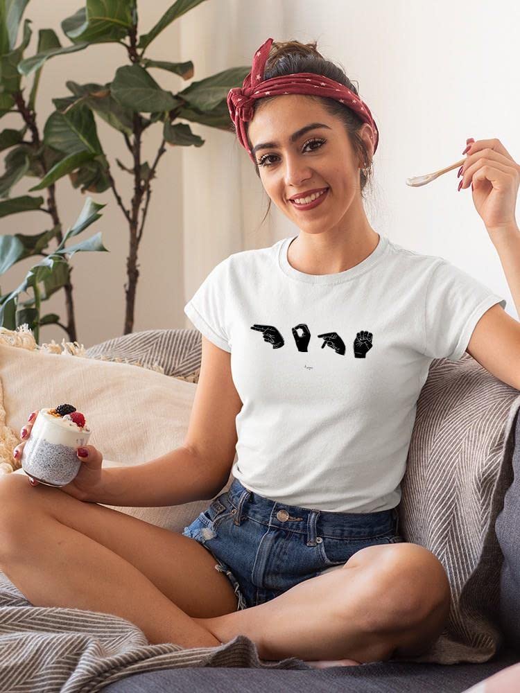 Sign Language II T-Shirt for Women by Emma Scarvey Designs - Comfortable Casual Wear for Everyday Outfits & Deaf Awareness Events