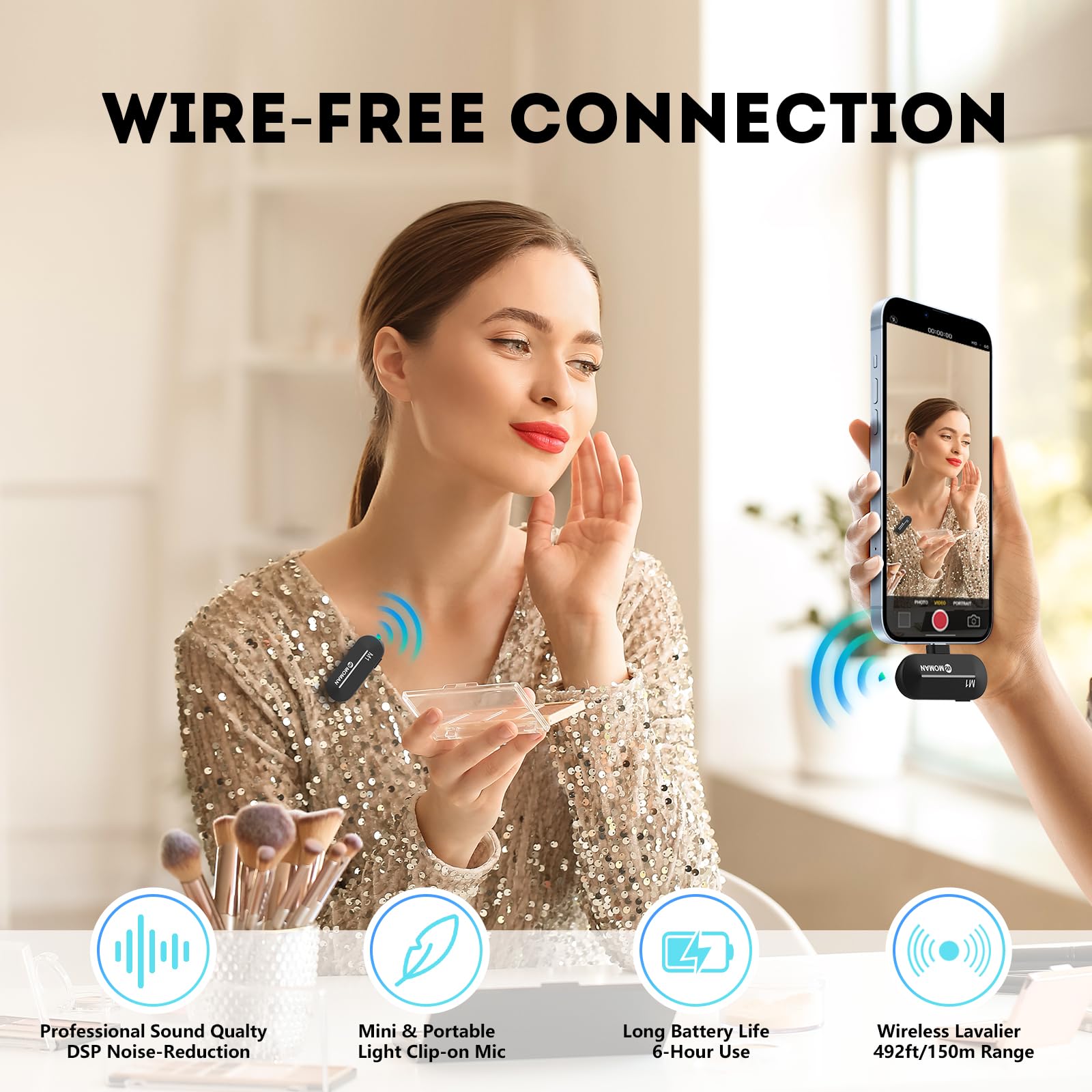 Wireless Lavalier Microphone with USB-C - Clip-On Mini Mic for iPhone 15, Android & Type-C Devices - Ideal for YouTube, TikTok Videos, Interviews & Live Streaming