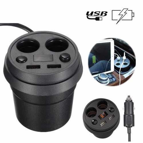 Dual USB Car Charger Adapter with LED Display - 2-Port Cigarette Lighter Splitter for Phone & Devices - Perfect for Road Trips & Family Travel