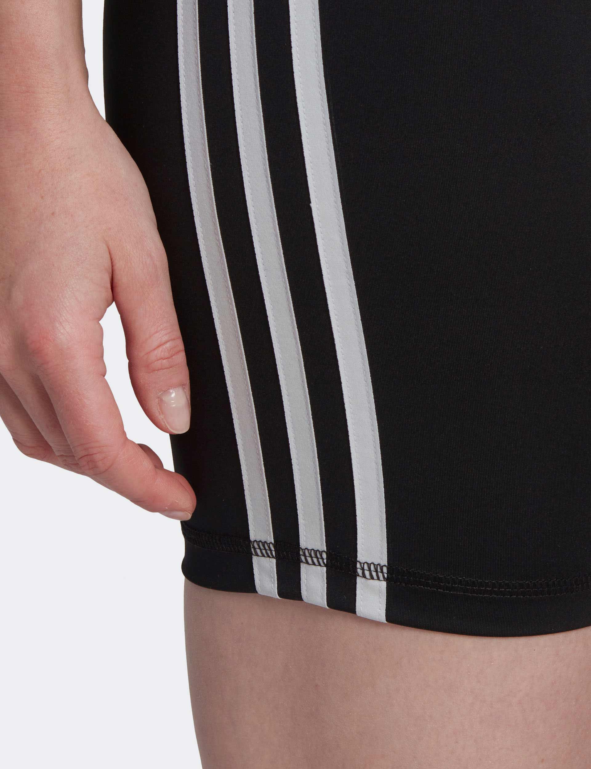 High Waisted Short Leggings with 3 Stripes - Women's Workout Training Essentials in Black | Perfect for Yoga, Running & Gym