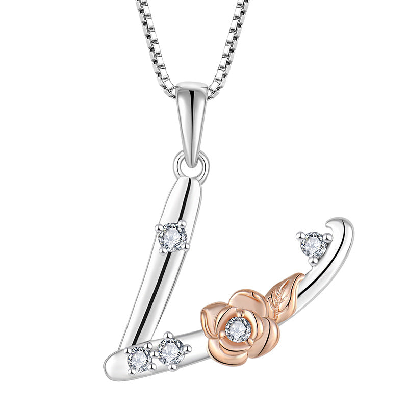 925 Sterling Silver Necklace for Women - Personalized Initial Pendant with Zircon - Elegant Collarbone Chain Jewelry Gift for Her - Perfect for Birthdays, Anniversaries and Special Occasions