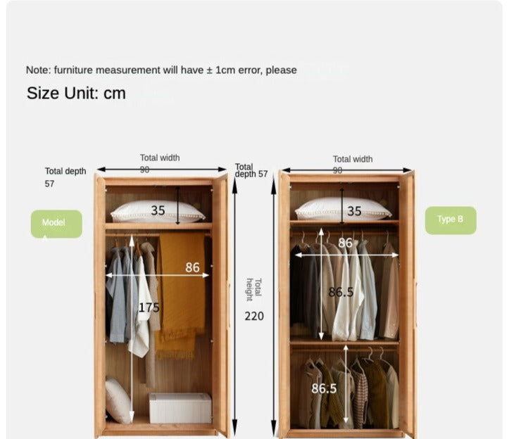 Solid Oak Wood Wardrobe - Spacious Storage for Bedroom, Closet & Home Organization | Durable & Stylish Furniture for Modern Living Spaces