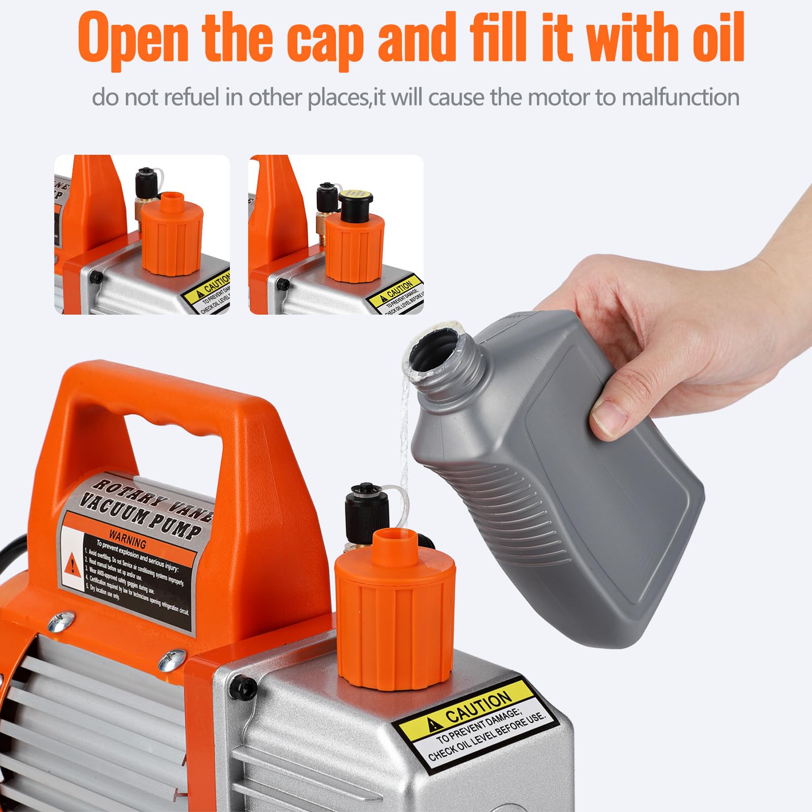GARVEE 4.5CFM 1/3HP Single Stage Rotary Vane Vacuum Pump with Oil Bottle - HVAC Tool for AC Refrigerant R12 R22 R134a R410a | Ideal for Resin Degassing, Refrigeration Repair, Vacuum Packaging & Air Conditioner Maintenance
