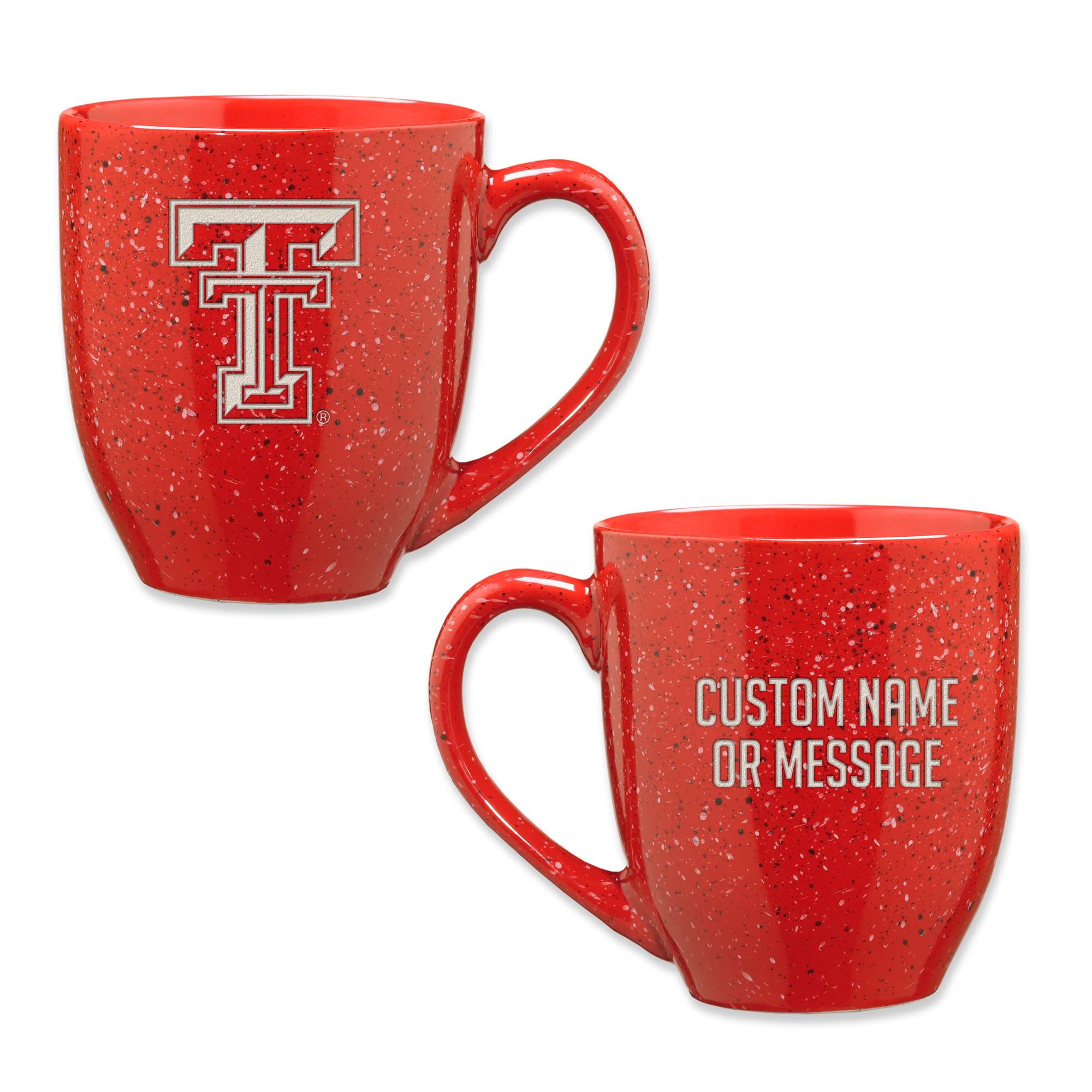 Personalized Texas Tech Red Raiders 16 oz Speckled Ceramic Coffee Mug - NCAA Team Color Laser Engraved - Perfect for Gameday, Office & Gift Giving