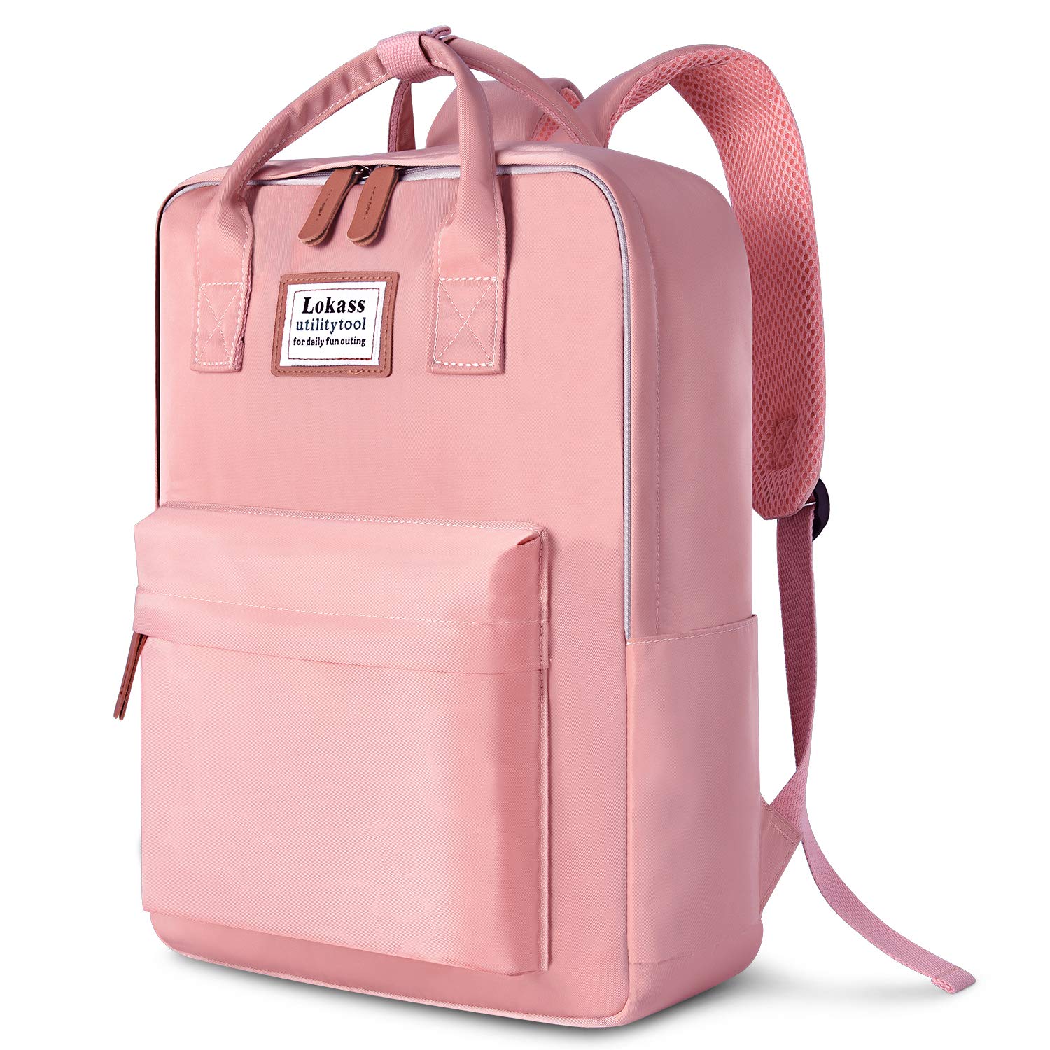 SOCKO Stylish Lightweight Laptop Backpack for Women & Girls - College School Bag, Travel Work Carry On, Casual Daypack Rucksack - Fits 15.6 Inch Laptop, Pink - Perfect for School, Office, and Travel