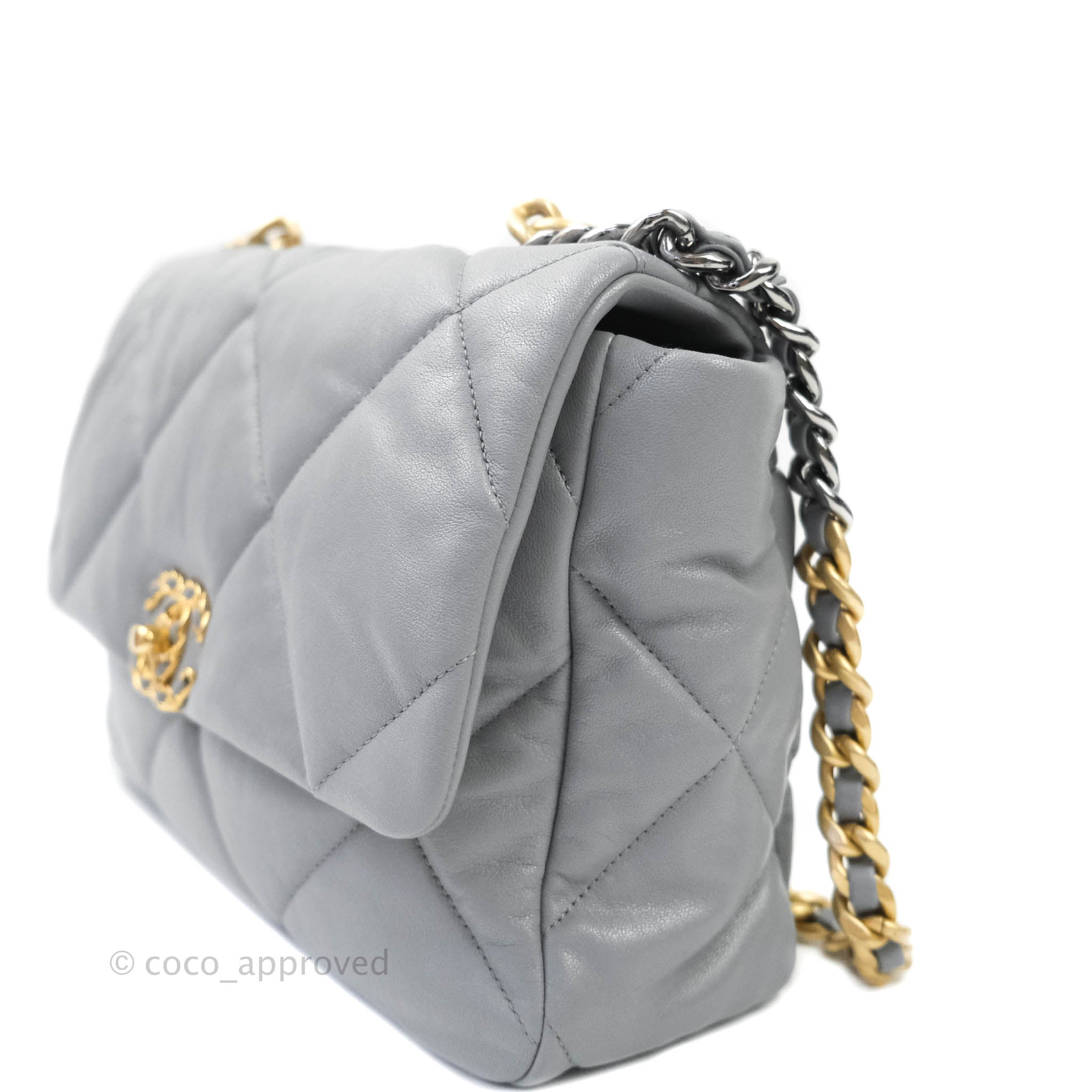 Chanel 19 Medium Grey Mixed Hardware Goatskin Shoulder Bag - Luxury Designer Handbag for Women | Perfect for Work, Date Night & Special Occasions