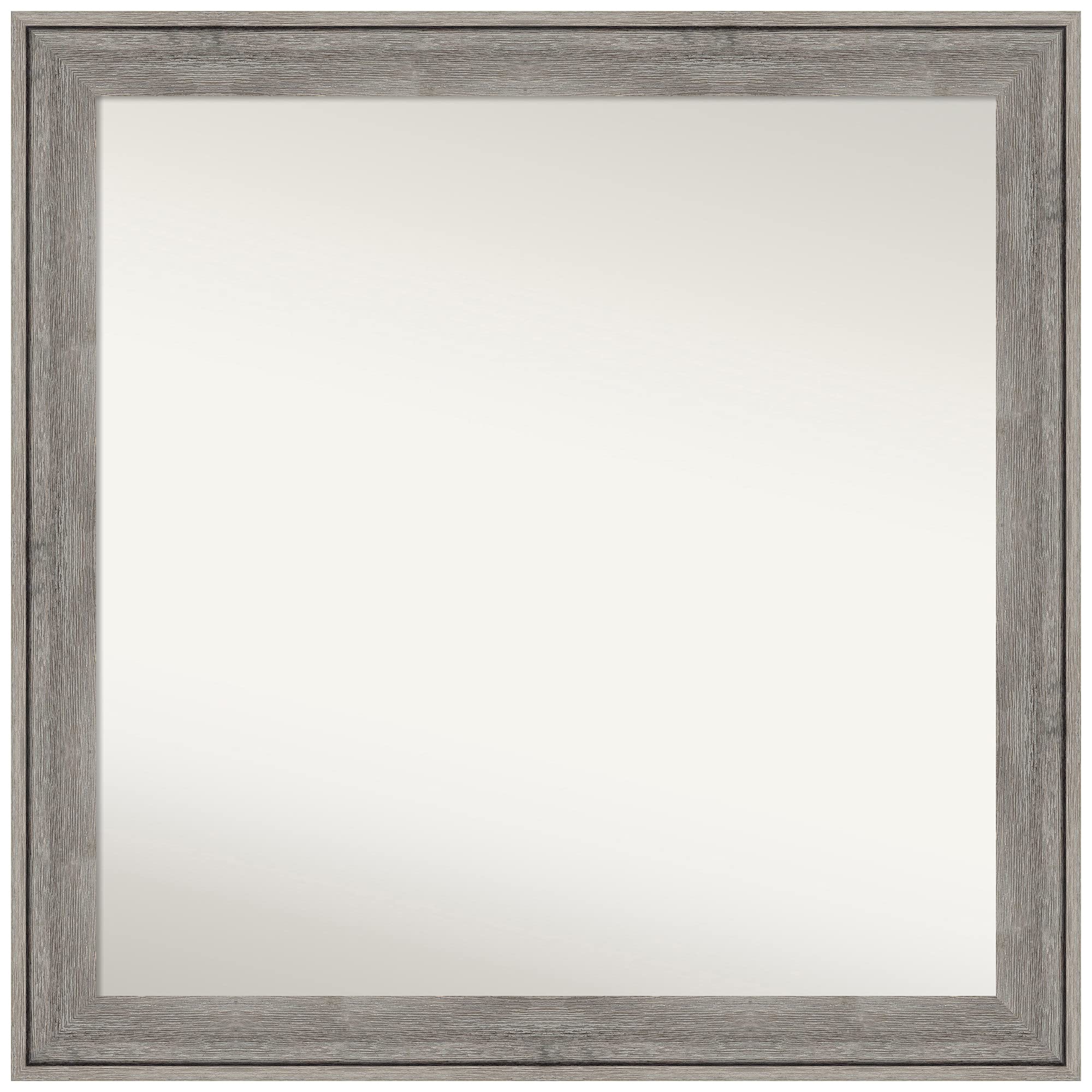 Amanti Art Custom Rectangular Wall Mirror - 32.75 x 32.75 Inch Rustic Barnwood Grey Bathroom Vanity Mirror - Non-Beveled Edge - Handcrafted in USA - Perfect for Farmhouse Bathroom Decor, Bedroom Accent Wall, or Entryway Statement Piece