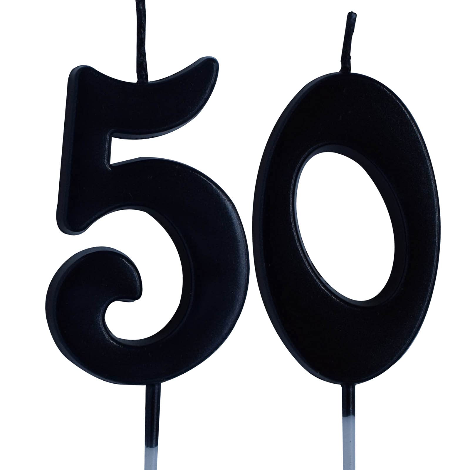 Black 50th Birthday Candle - Number 50 Cake Topper for Women & Men - Party Decorations & Supplies - Perfect for Anniversary Celebrations, Retirement Parties & Milestone Birthday Cakes