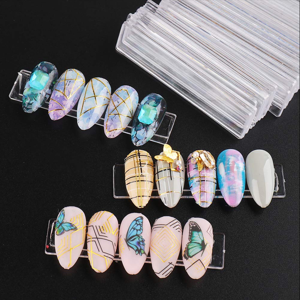 AKOAK 50-Piece Clear Acrylic Nail Polish Display Stand - Professional Gel Polish Holder & Practice Strips for Nail Tips - Perfect for Salon Organization & Home Manicure Kits - Ideal for Nail Art Practice, Retail Displays & DIY Beauty Stations