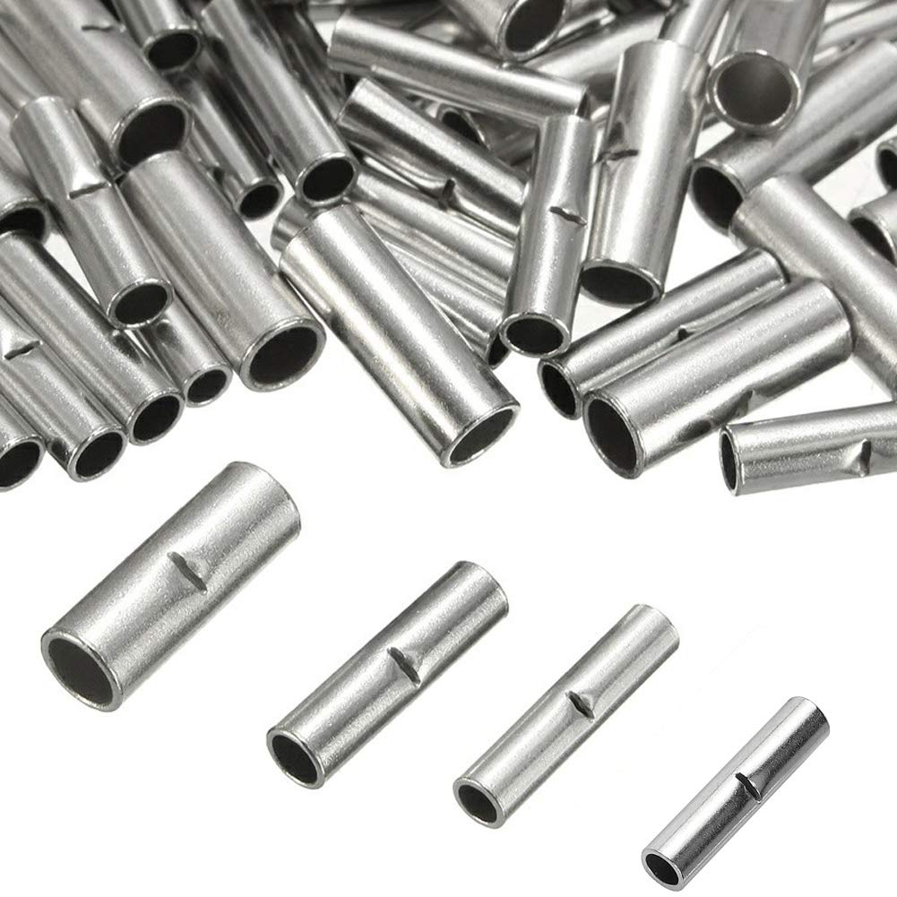 10 Pcs Non-Insulated Butt Connectors - AWG #4 Electrical Wire Crimp Terminals for Automotive, Marine & Home Wiring Projects