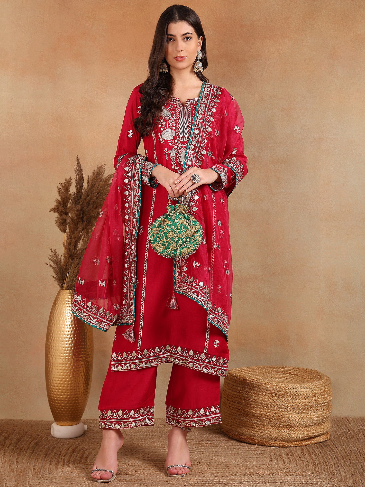 Elegant Pink Silk Blend Designer Kurta Set for Women | Stylish Indian Ethnic Wear for Parties, Weddings & Festivals