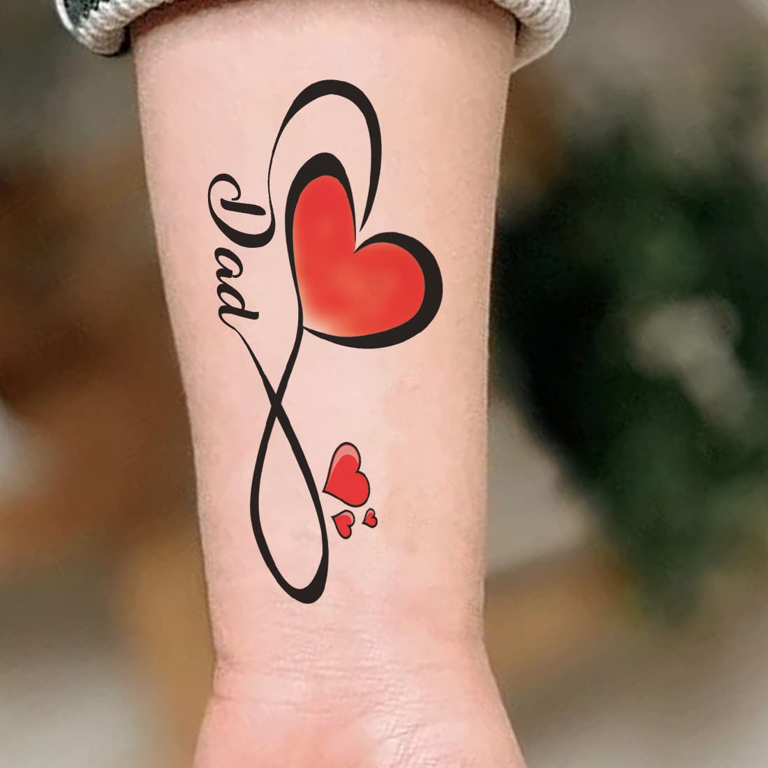 Dad with Heart Tribe Waterproof Temporary Tattoos for Men - Long Lasting Fake Body Art for Parties, Father's Day & Family Events