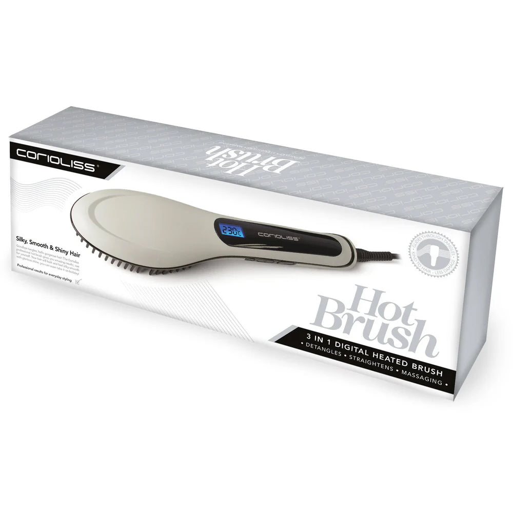 Corioliss 3-in-1 Hot Hair Straightening Brush - Detangling & Styling Tool for Smooth, Shiny Hair | Perfect for Home Use, Travel & Salon-Quality Styling