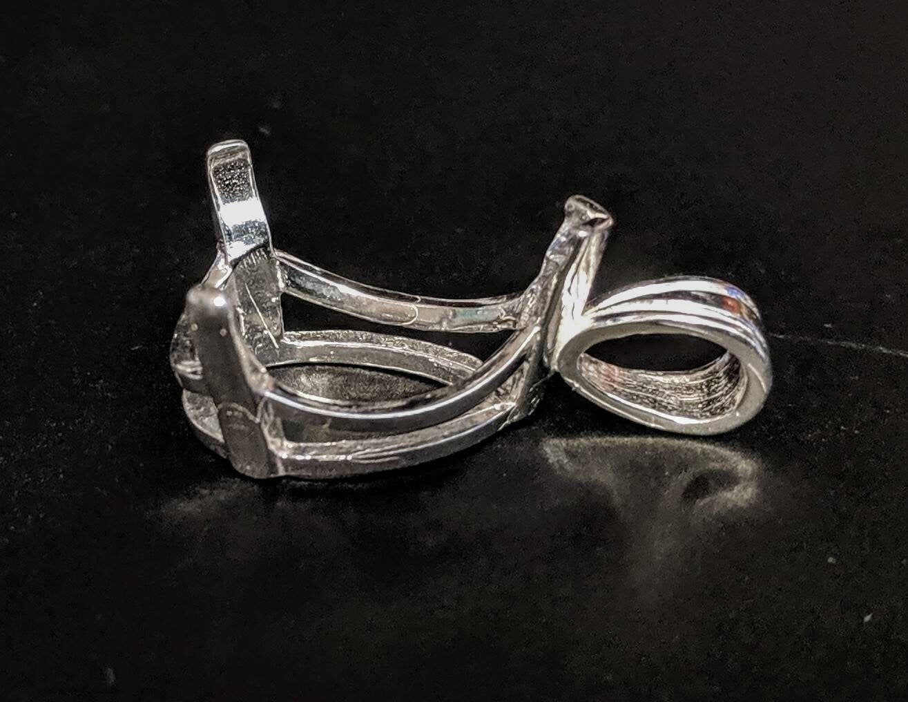 Solid Sterling Silver or 14kt Gold Pear Cut Vee Prong Pendant Setting (12x8mm & 18x13mm) | Handmade in USA | Perfect for Necklace Jewelry Making & DIY Custom Pendants