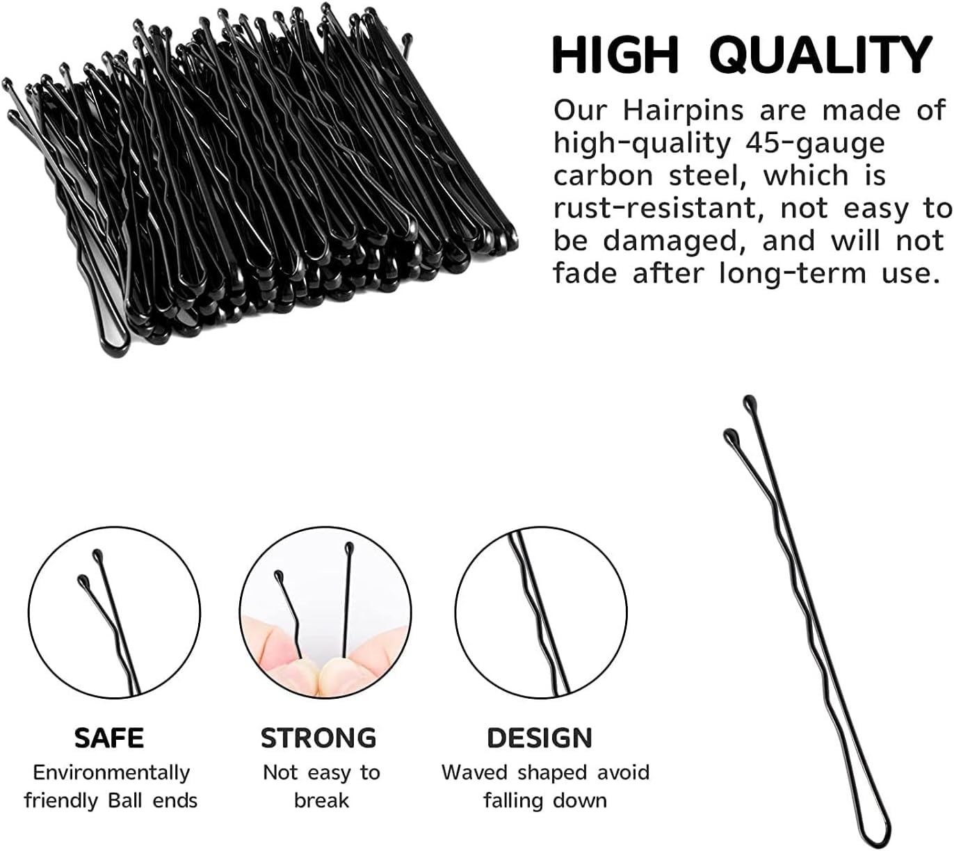 Rubela Metal Bobby Hairpins - Strong Hold Hair Styling Clips for Women & Girls | Wedding, Prom, Updos & Everyday Hairstyles