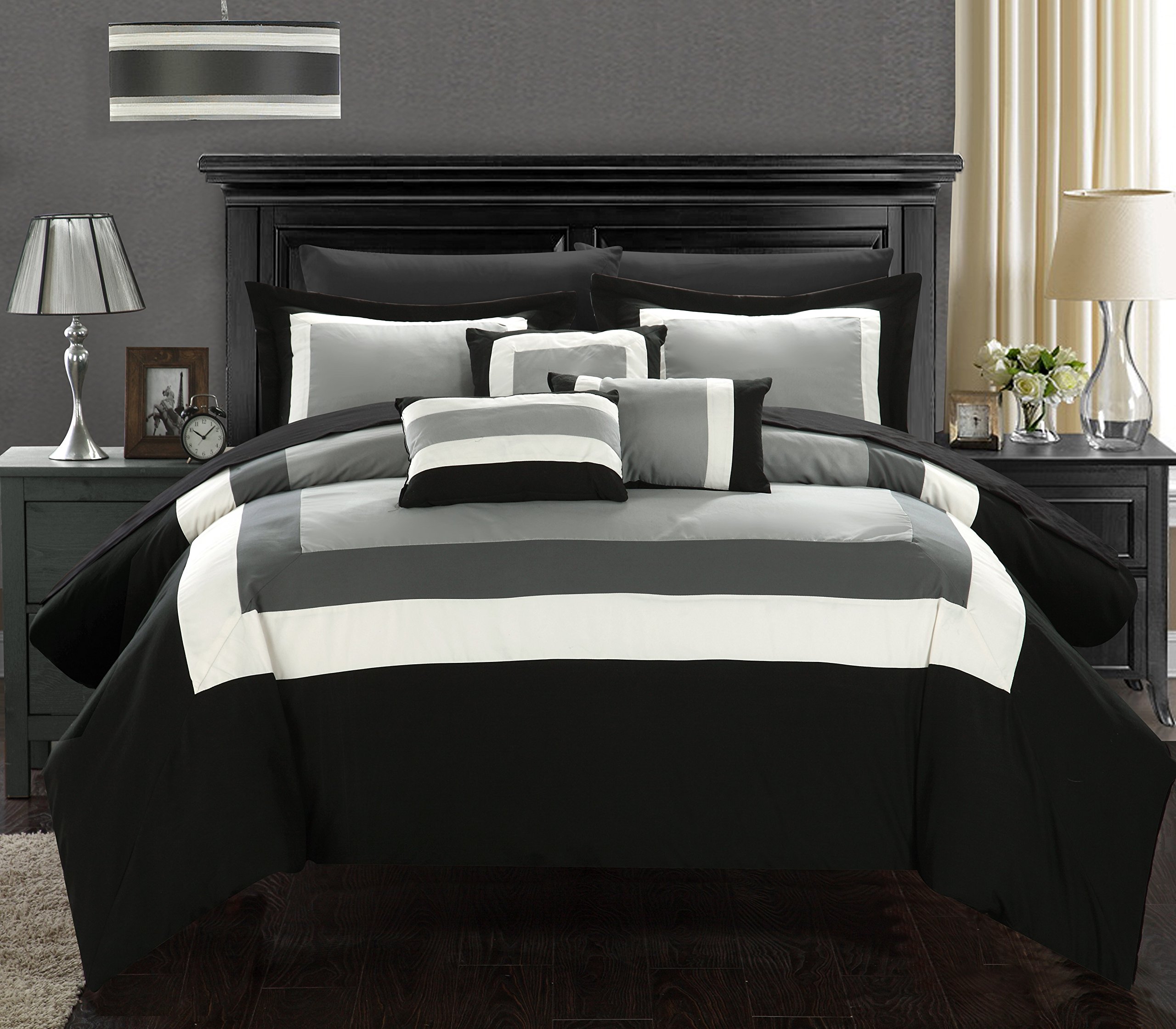 Chic King Comforter Set 10-Piece - Black Bedding for Luxurious Sleep