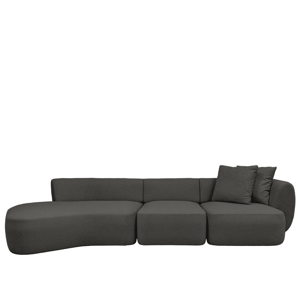 Pebble 4-Seater Chaise Sectional Sofa with EcoClean Fabric - Modern L-Shaped Couch for Living Room, Family Room & Lounge Areas