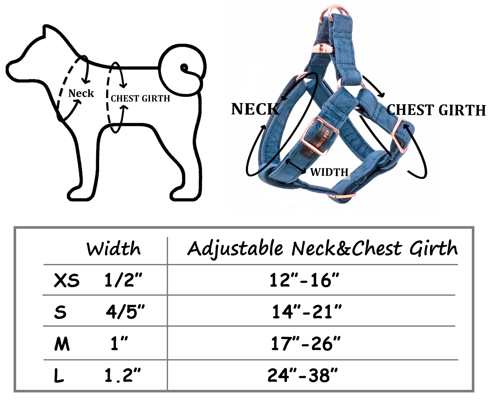ARING PET Velvet Dog Harness No Pull Adjustable Soft Vest for Small Dogs - Navy Blue - Perfect for Walking, Training & Outdoor Adventures (Pack of 1)