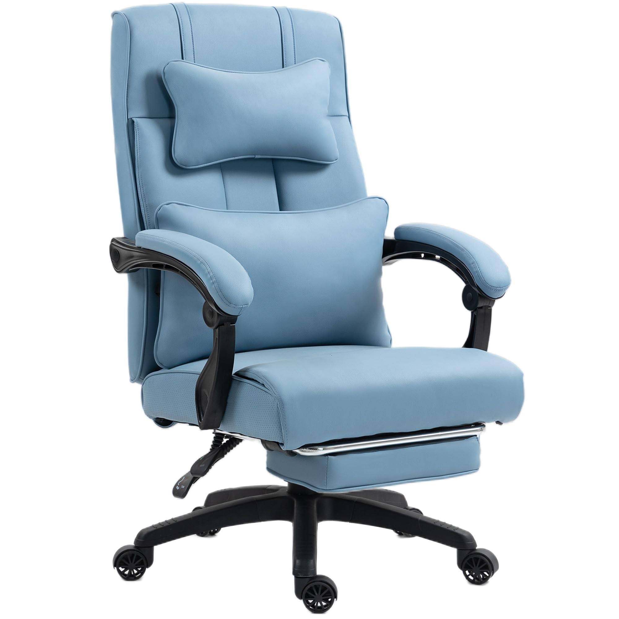 Dowinx Executive Office Chair - Big and Tall Leather Ergonomic Computer Chair with Footrest, High Back Support, Swivel Reclining for Home Office & Gaming, 350LBS Capacity, Blue - Perfect for Long Work Hours, Gaming Sessions & Home Office Comfort