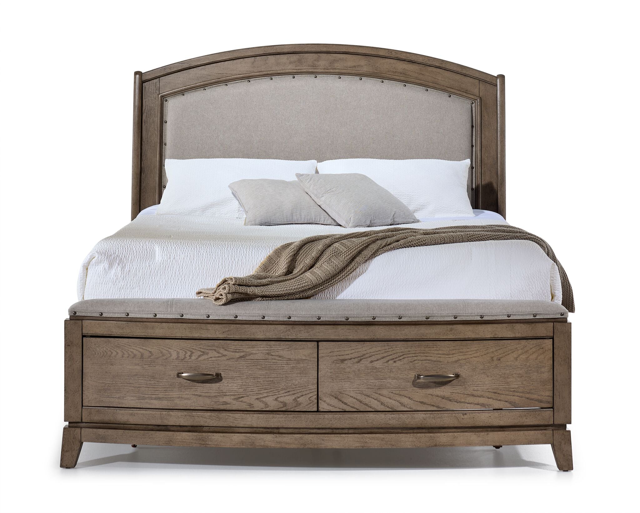 Camelot 3-Piece King Size Storage Bed Frame in Burnished Beige - Modern Bedroom Furniture with Underbed Storage for Space Saving & Organization
