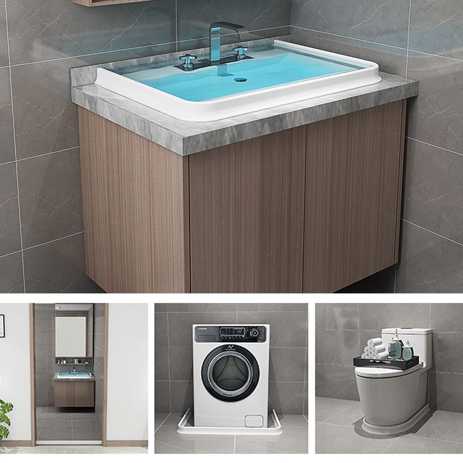 Collapsible Shower Threshold Water Dam - Suction Cup Shower Barrier & Retention System - 300cm Bathroom Water Blocker for Wet/Dry Separation - Non-Slip Floor Seal Strip - Perfect for Small Bathrooms, RV Showers & Pet Bath Areas