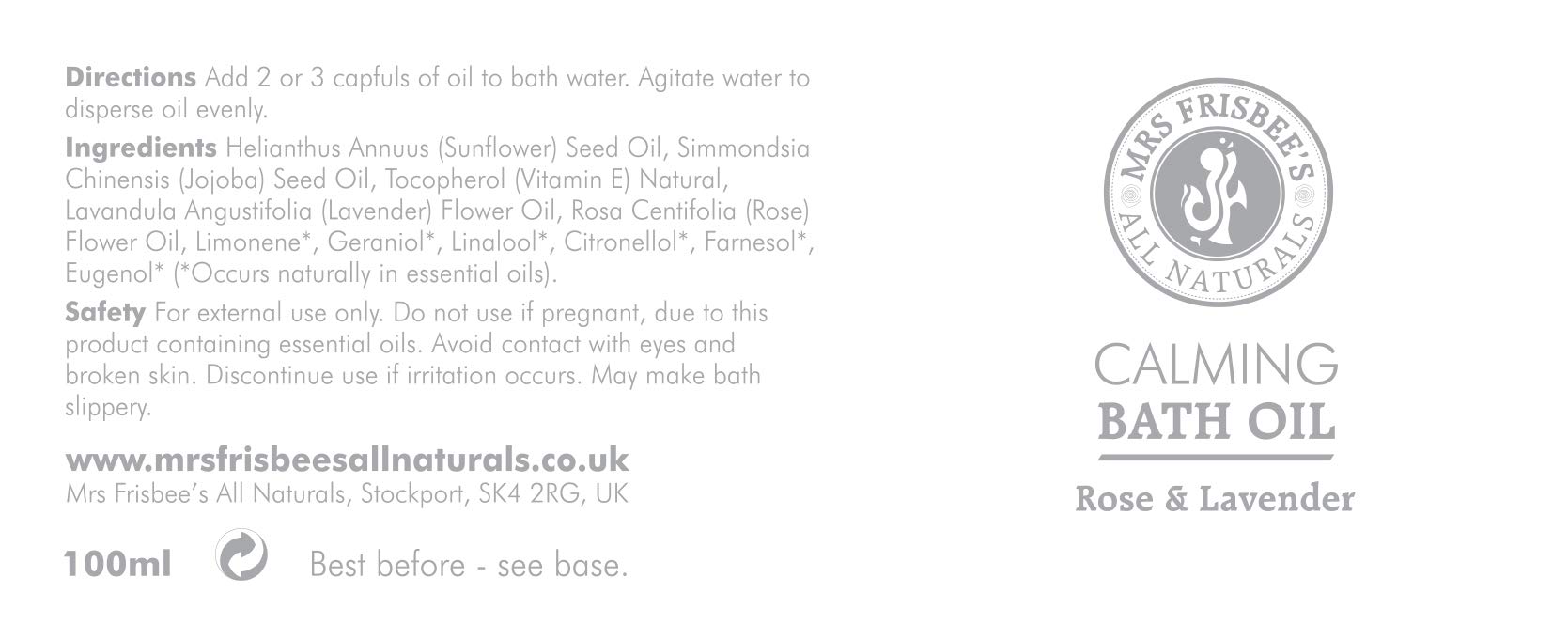 Calming Aromatherapy Bath Oil with Rose & Lavender Essential Oils | Jojoba & Sunflower Seed Oils | Natural Vitamin E | Handmade, Vegan, Cruelty-Free | Relaxing Spa & Self-Care Gift for Women
