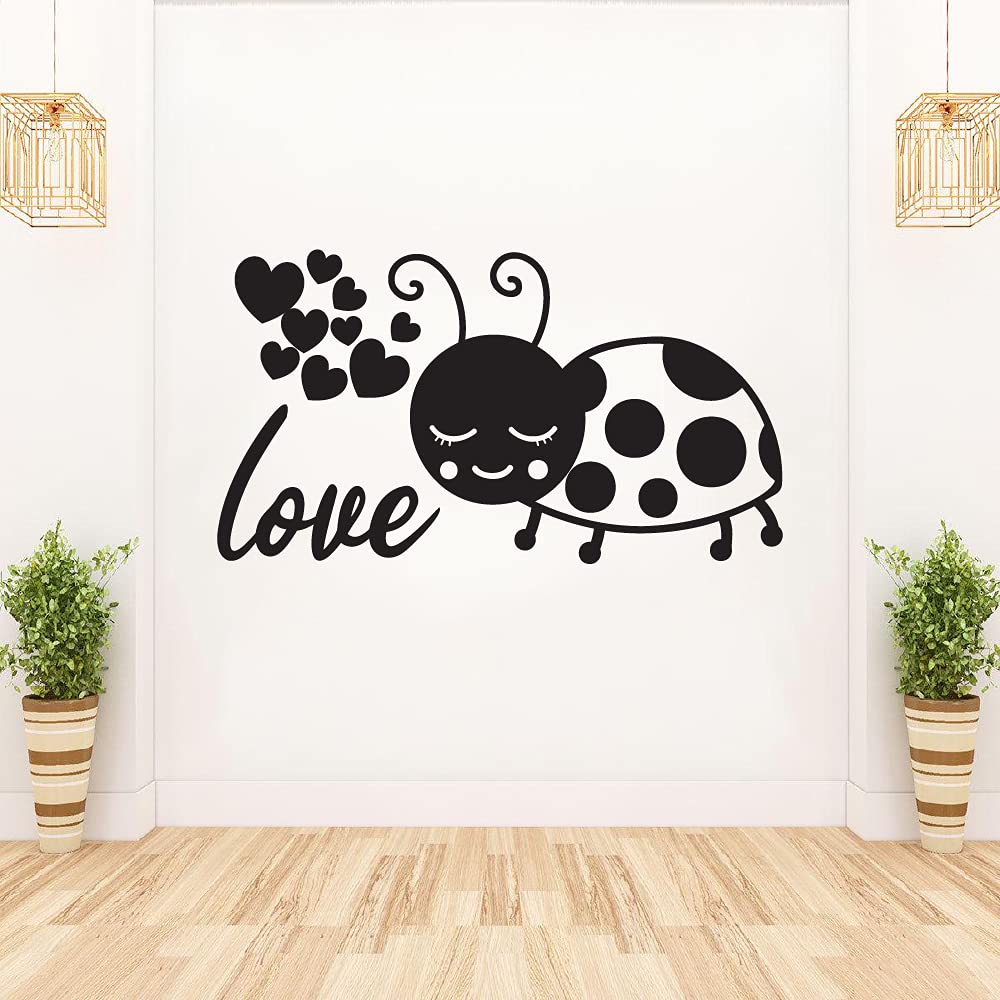 Ladybug Vinyl Wall Stickers - Cute Small Hearts Ladybug Decals for Kids Room, Nursery, Playroom & Home Decor - 14x20 Inch Insect Animal Wall Art - Perfect for Bedroom, Kinder Spaces & DIY Room Decoration