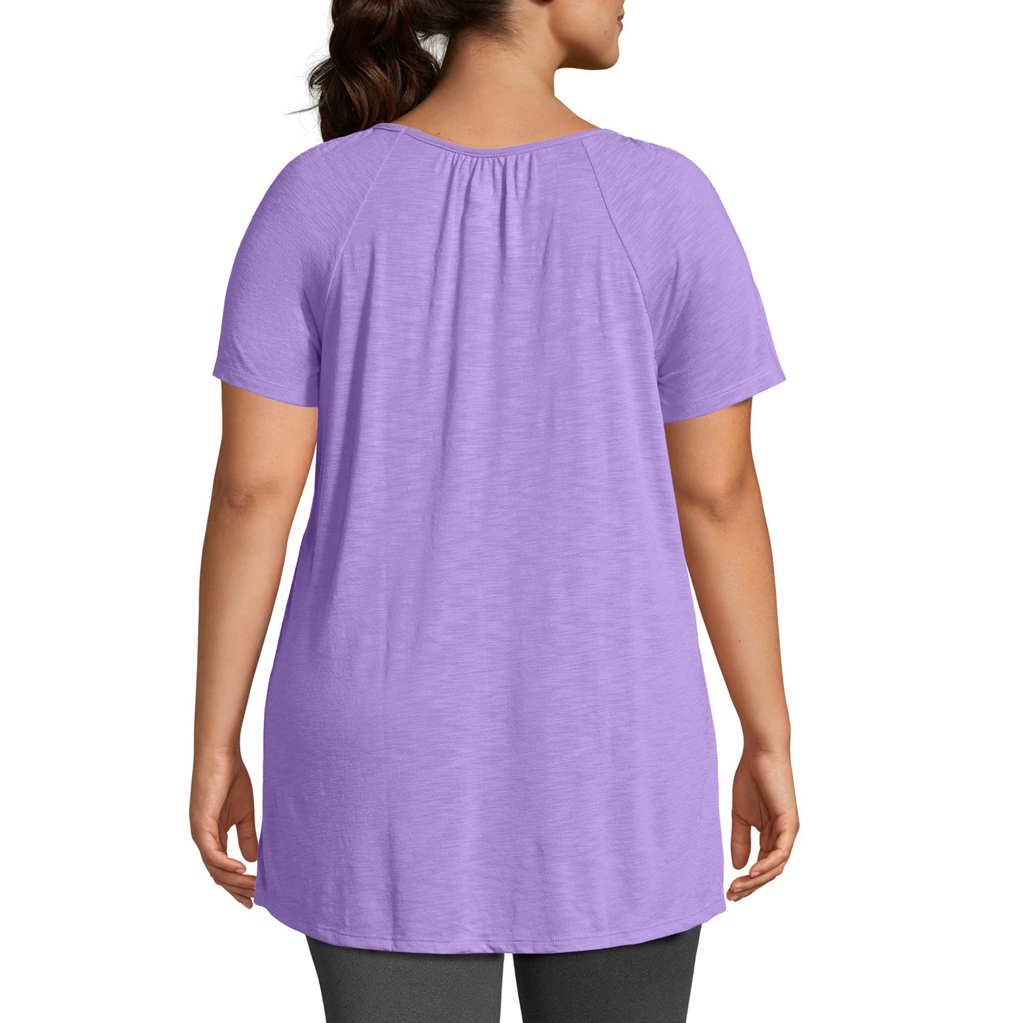 Just My Size Women's Slub Jersey Tunic Top with Crochet Trim - Plus Size Casual Wear for Work, Church & Everyday Comfort