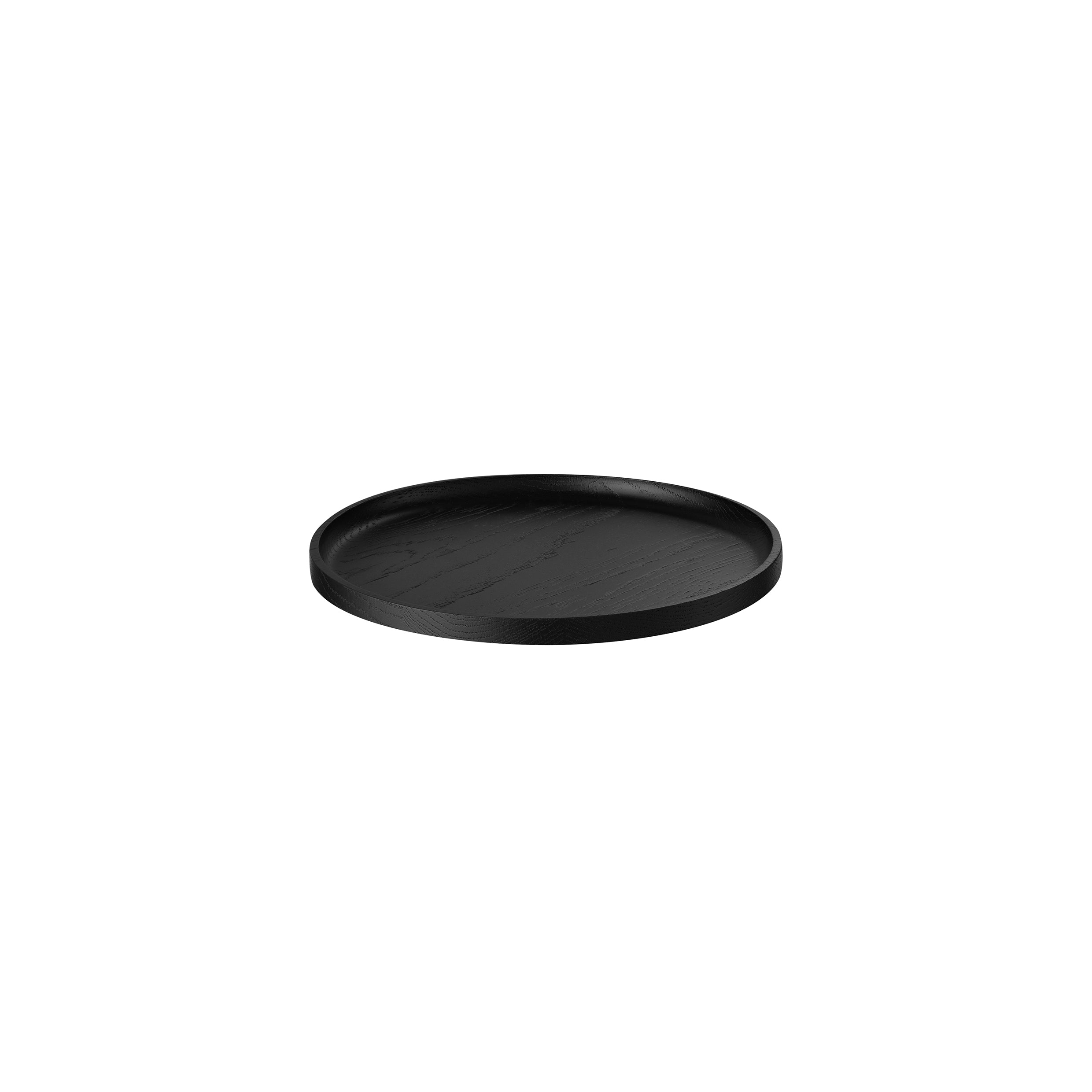 OKU Solid Oak Round Tray - Natural Wood Serving Tray with Black Finish | Perfect for Coffee Table Decor, Breakfast in Bed, or Entertaining Guests