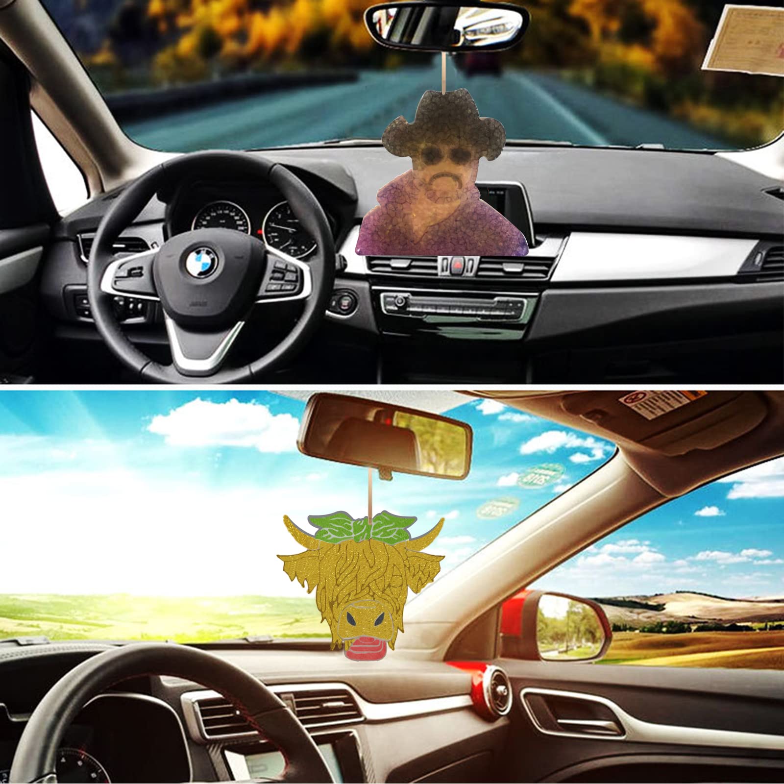 2 Pcs Large Silicone Molds for Car Freshies - Highland Cow & Cowboy Aroma Bead Molds for DIY Soap, Candles, Resin, Clay Crafts | Perfect for Home Decor, Handmade Gifts & Car Air Freshener Supplies