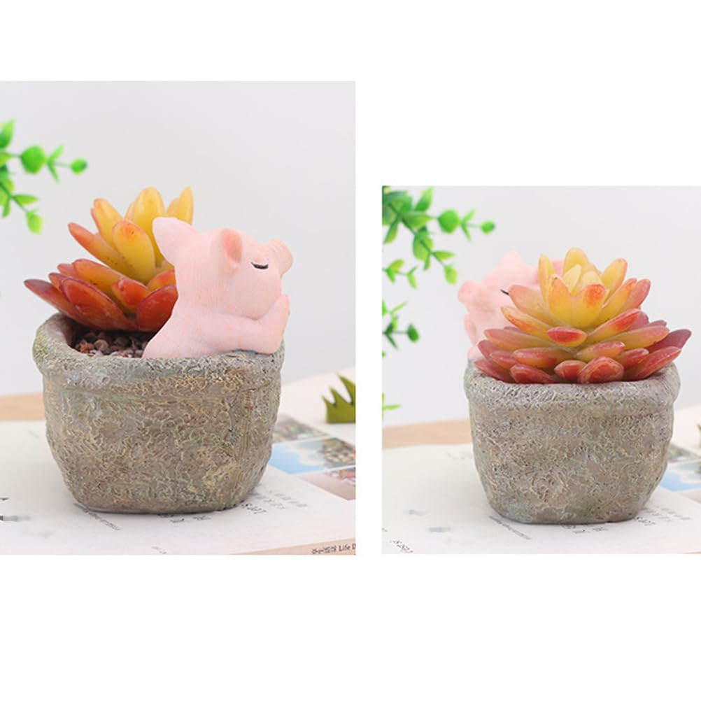 Cabilock 1pc Resin Mini Flower Planter - Ceramic Succulent & Air Plant Pot Holder, Decorative Artificial Plant Pot for Bonsai, Home Office Desk Decor | Perfect for Indoor Plants, Table Centerpiece, and Gift Ideas