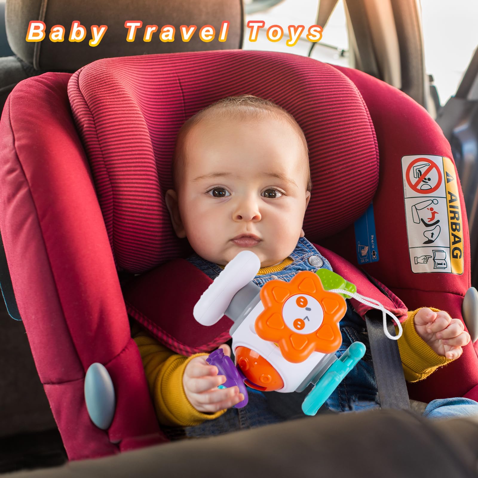 Montessori Sensory Toys for Toddlers 1-3 Years - Educational Busy Board Cube for Baby Boys & Girls - Car Travel Activities & Learning Toy for 18 Month Olds (Rocket Design) | Perfect for Road Trips, Airplane Entertainment & Early Childhood Development