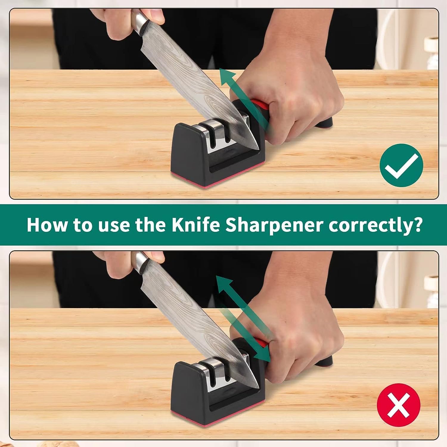 Premium Knife Sharpener for Kitchen Knives - 3 Groove Professional Sharpening System with Non-Slip Handle | Durable Chef-Grade Tool for Home & Professional Use | Perfect for Daily Cooking, Hunting, and Outdoor Activities