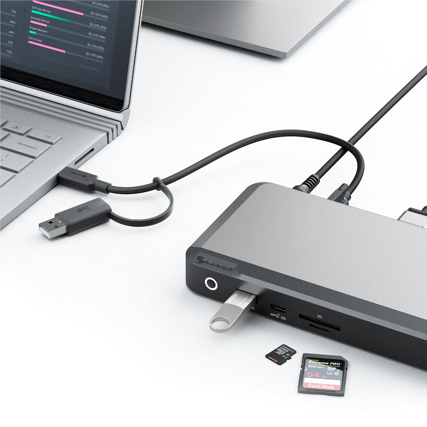 Alogic USB C Triple 4K Docking Station with 100W Power Delivery - 12-in-1 Laptop Dock for MacBook Pro/Air, Windows - HDMI, Ethernet, USB Ports - Perfect for Home Office & Remote Work Setup