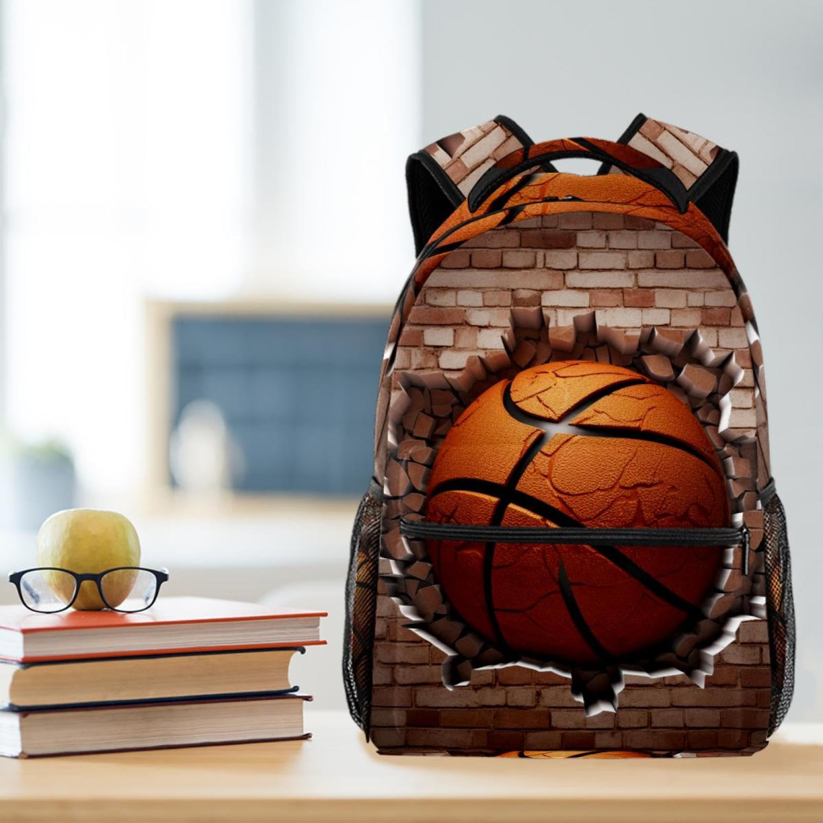 Stylish Travel Backpack for Women & Men - Durable Basketball Wall Texture Design - Perfect for Work, Gym, Hiking & Daily Commute