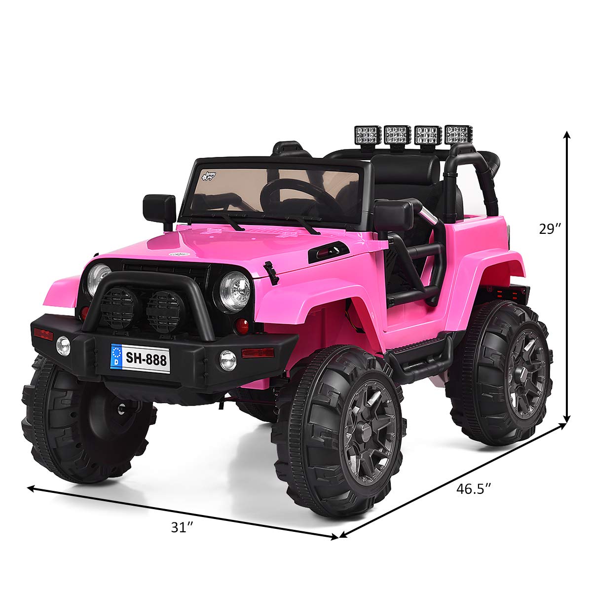 **HONEY JOY 12V Kids Ride On Truck - Electric Battery-Powered Car with Spring Suspension, LED Lights & Remote Control - Toddler 4-Wheeler Toy for Girls & Boys (Pink) - Perfect for Indoor & Outdoor Play, Birthday Gifts & Backyard Fun**