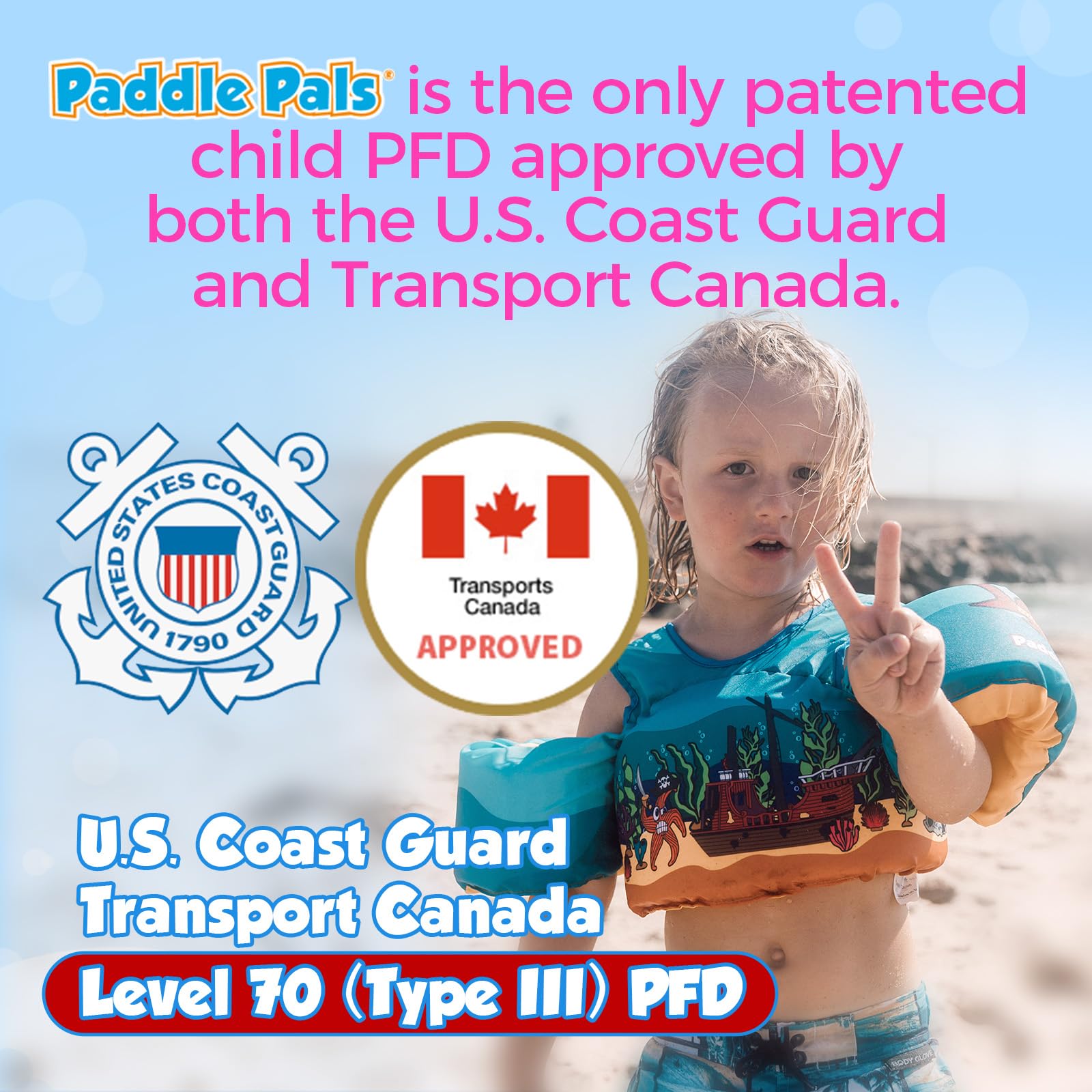 Body Glove Paddle Pals Learn to Swim Life Vest for Kids - US Coast Guard Approved Swim Vest with Adjustable Straps for Pool, Beach & Water Safety Training