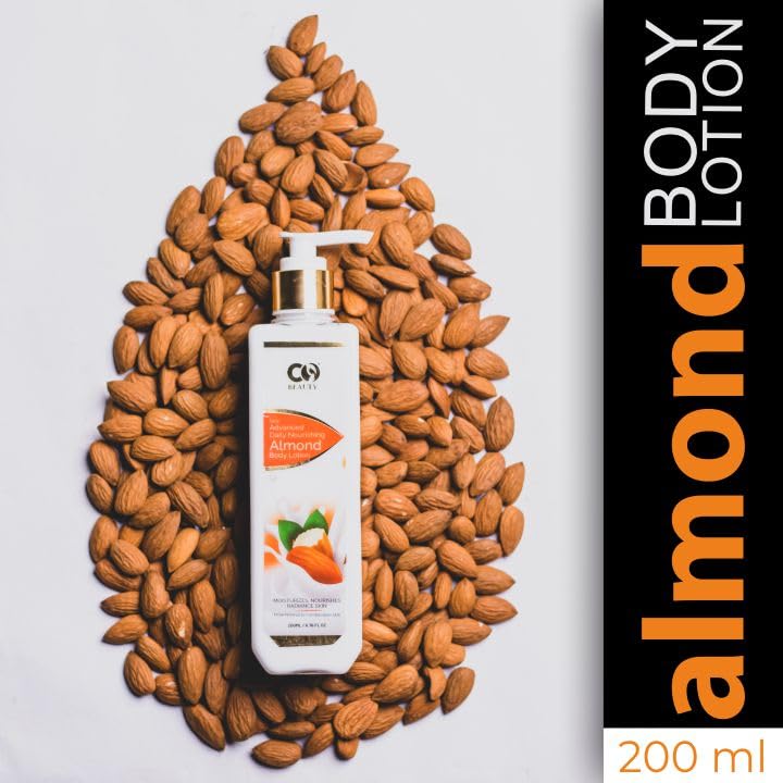 CO Beauty Deep Nourishing Almond Body Lotion - 200ml | Vitamin E Enriched Hydrating Body Cream with Avocado & Castor Oil | Non-Greasy, Paraben & SLS Free Moisturizer | Perfect for Dry Skin Care & Daily Hydration