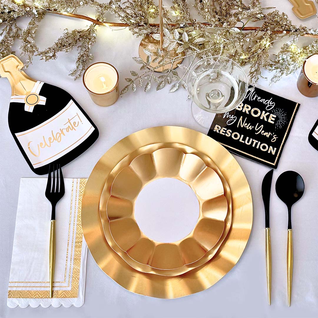 Elegant Champagne Celebration Table Set - 12-Piece Gold & Crystal Party Decor for Weddings, Anniversaries & Special Events