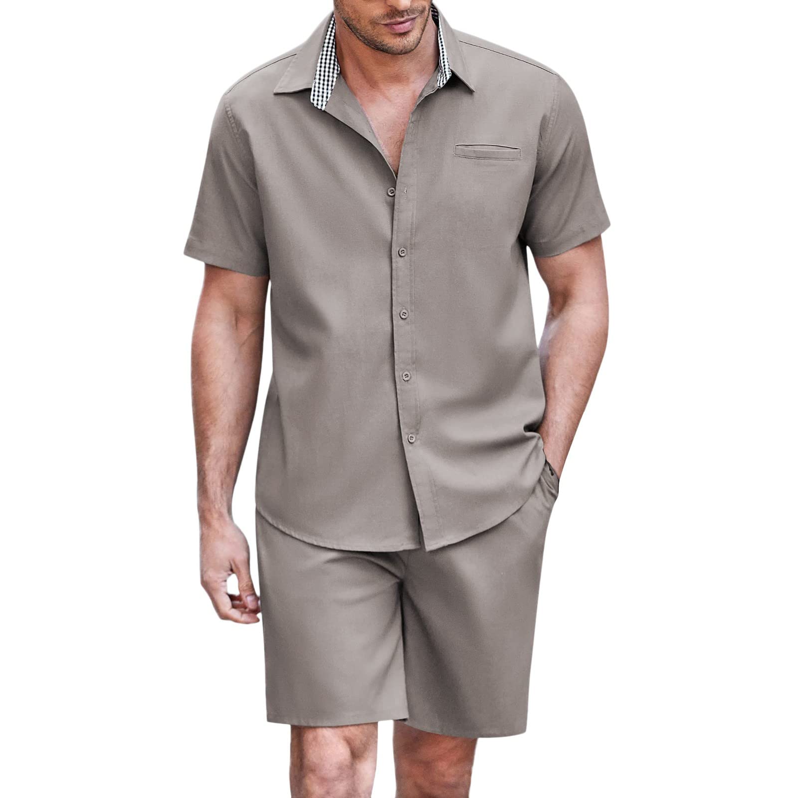Stylish Men's Sweat Outfits - Spring & Summer Fashion Color Matching Collar Leisure Suit | European & American Style Casual Sweatsuits for Men | Perfect for Gym, Lounge Wear & Street Fashion