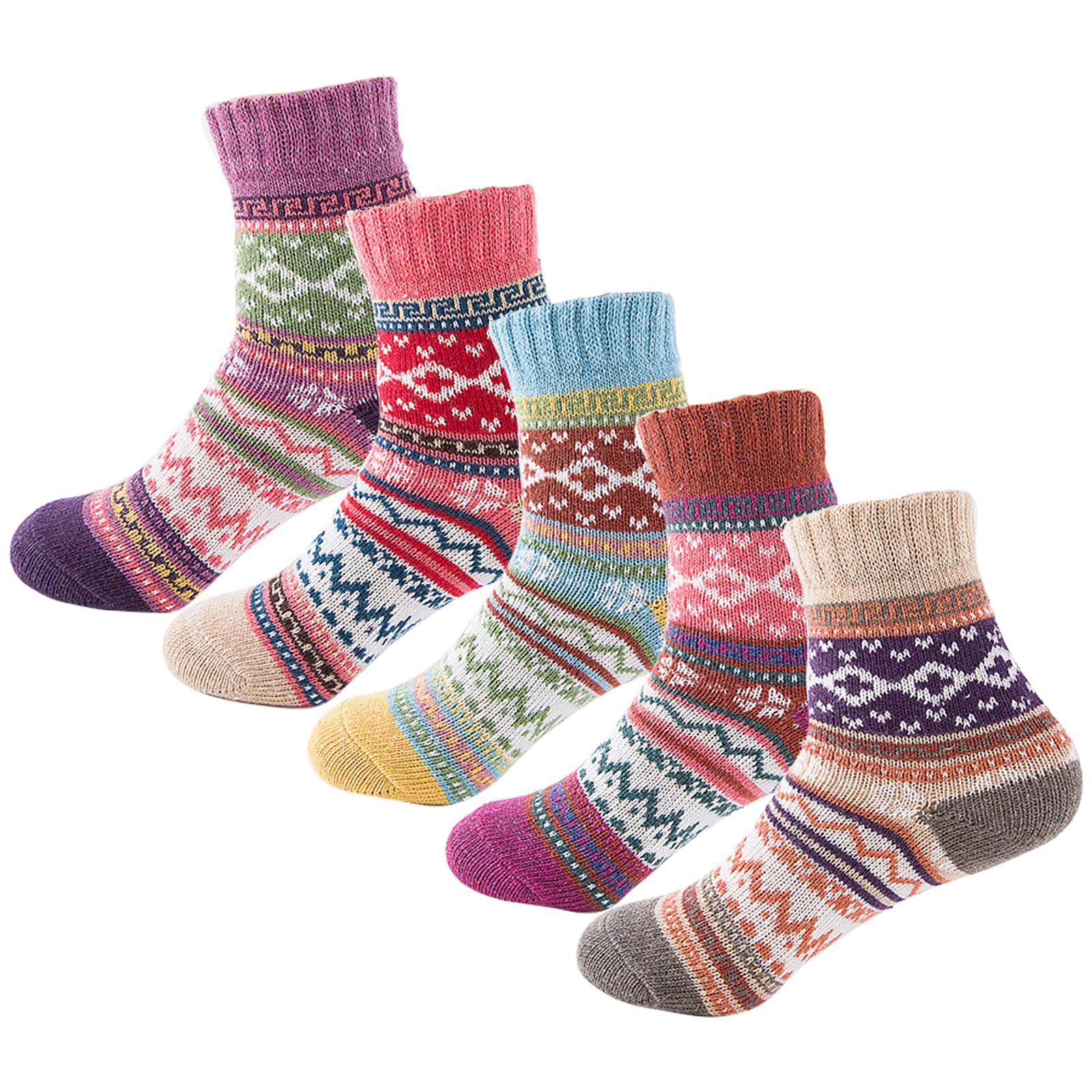 Warm Wool Socks for Women - 5 Pairs Cozy Winter Socks for Athletic & Casual Wear