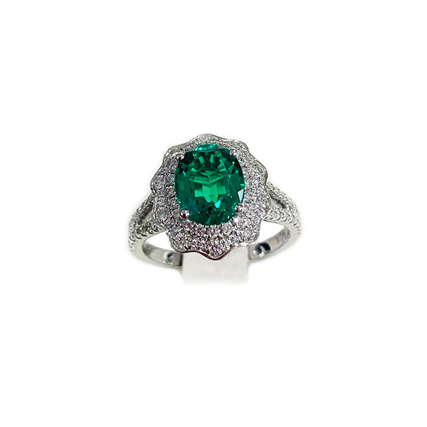 14K White Gold Emerald Ring for Women - Elegant Green Gemstone Jewelry for Engagement, Wedding & Special Occasions