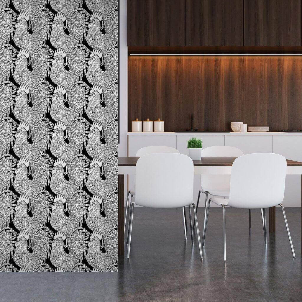 Black Animal Tile Adhesive Peel and Stick Removable Wallpaper - Self-Adhesive Decorative Wall Stickers for Home, Office & Nursery Decor - Easy DIY Installation & Damage-Free Removal
